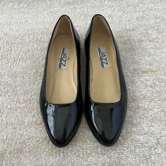 Vintage Jazz Black Leather Flats Shoes 7 Made in Spain - Picture 2 of 10